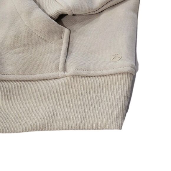 Danskin Half Zip Mixed Rib Cozy Hoodie Thumbhole Kangaroo Pocket Cream Women XXL - Picture 7 of 14